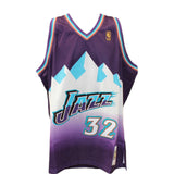 Karl Malone Autographed Utah Jazz Purple M&N Swingman Sz XL Jersey Beckett 49283