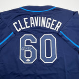 Autographed/Signed Garrett Cleavinger Tampa Bay Blue Baseball Jersey JSA COA