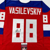 Autographed/Signed Andrei Vasilevskiy Team Russia Red Olympics Jersey JSA COA