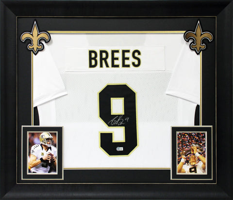 Drew Brees Authentic Signed White Pro Style Framed Jersey Autographed BAS Wit