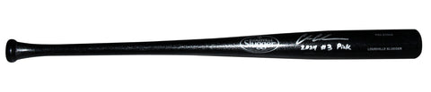 CHARLIE CONDON SIGNED COLORADO ROCKIES LOUISVILLE SLUGGER BLACK BAT W/ #3 PICK