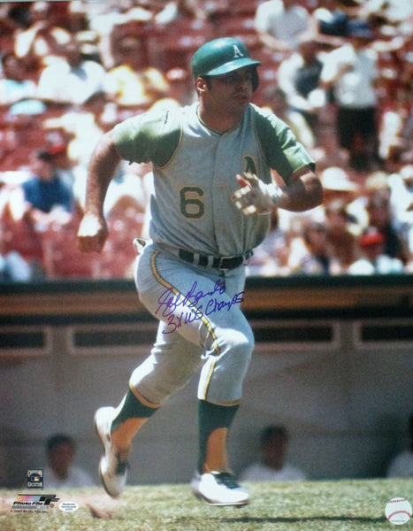 Athletics Infielder SAL BANDO Signed 16x20 Photo #6 AUTO w/ "3 x WS Champ"