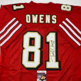 Autographed/Signed Terrell Owens San Francisco Red Football Jersey JSA COA Auto