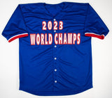 Marcus Semien Signed Texas Rangers Custom '2023 World Champs' Jersey (Beckett)