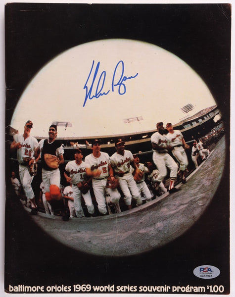 Nolan Ryan Signed New York Mets 1969 World Series Baltimore Program (PSA)