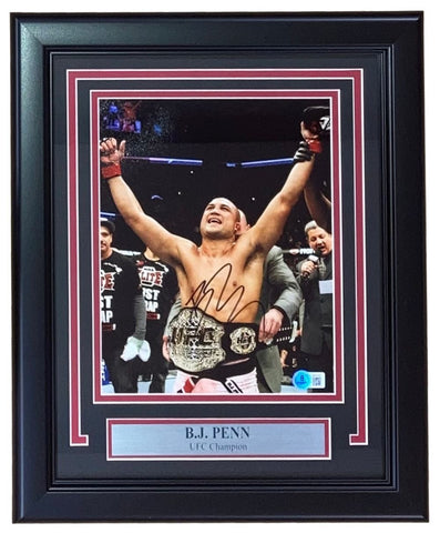 BJ Penn Signed Framed 8x10 UFC Championship Belt Photo BAS