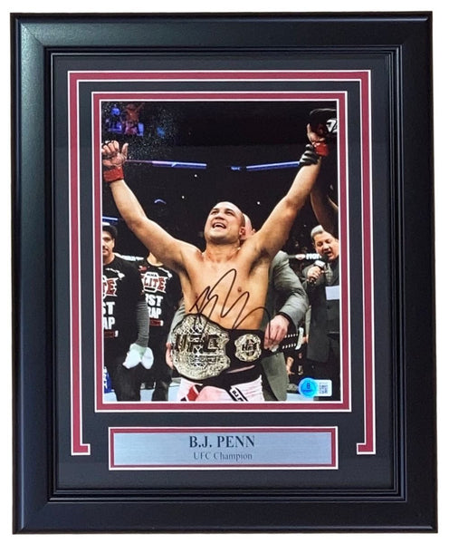 BJ Penn Signed Framed 8x10 UFC Championship Belt Photo BAS