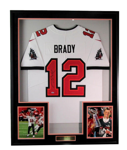 Tom Brady Tampa Bay Buccaneers Signed Football Jersey Framed Fanatics 200801