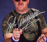 Sgt. Slaughter Signed Wrestling Unframed 8x10 Pointing Camo/Black Suit Photo