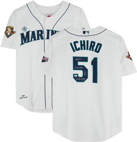 Ichiro Suzuki Mariners Signed 2001 Mitchell & Ness Authentic Jersey w/Insc-LE 10
