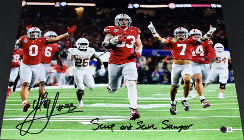 JACK SAWYER SIGNED OHIO STATE BUCKEYES 16x20 PHOTO W/ SCOOP AND SCORE SAWYER