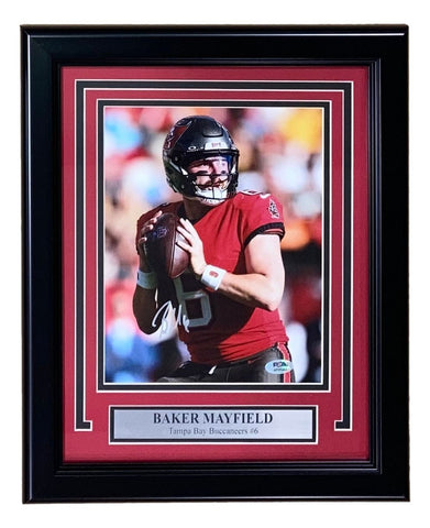 Baker Mayfield Signed Framed 8x10 Tampa Bay Buccaneers Red Jersey Photo PSA/DNA