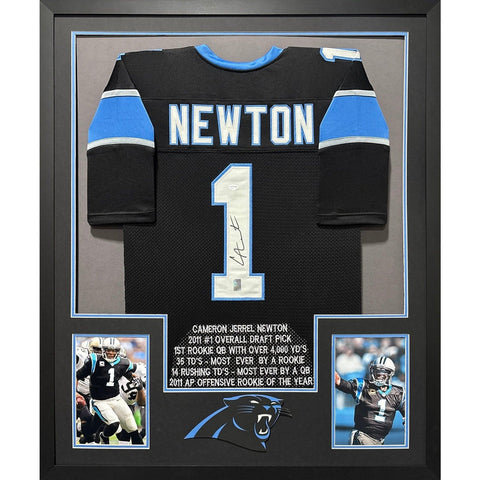 Cam Newton Autographed Signed Framed Stat Carolina Panthers Jersey PSA/DNA