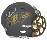 Ed Reed Autographed Baltimore Ravens 'Slate' Mini Speed Helmet Beckett