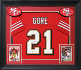 Frank Gore Authentic Signed Red Pro Style Framed Jersey w/ Dropshadow BAS Wit