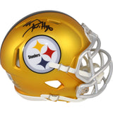 TJ Watt Autographed Pittsburgh Steelers Mini Helmet Blaze Beckett Witness 50966