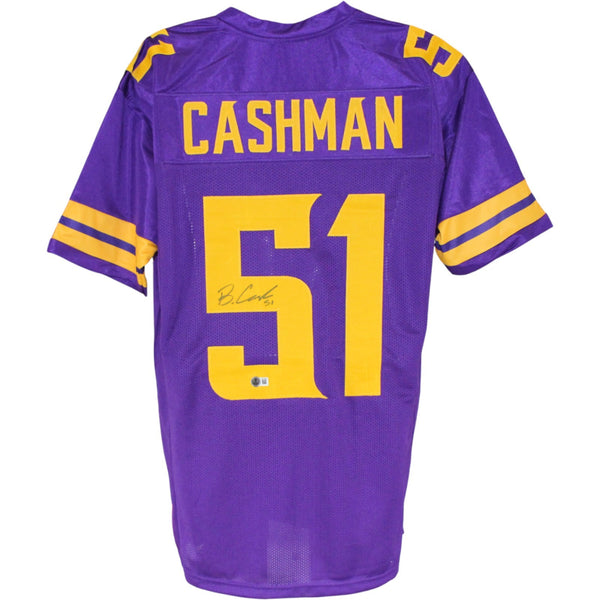 Blake Cashman Autographed/Signed Pro Style XL Purple Jersey Beckett WIT 52832