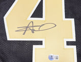 NEW ORLEANS SAINTS ALVIN KAMARA AUTOGRAPHED BLACK JERSEY BECKETT WITNESS 238209