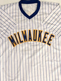 Brewers CECIL COOPER Signed Custom Replica PINSTRIPE Milwaukee Jersey AUTO - BAS