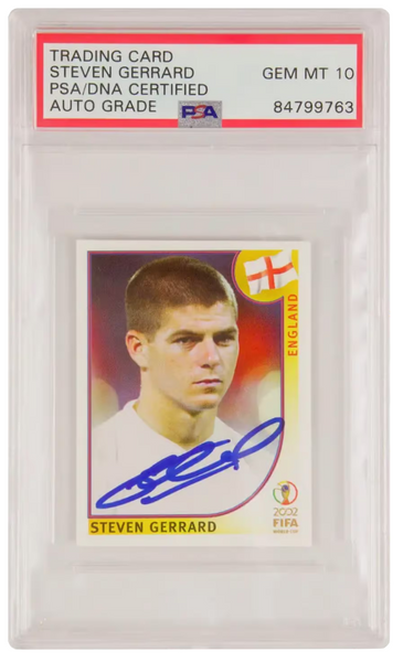 Steven Gerrard Signed 2002 Panini World Cup England Sticker #432 - PSA 10