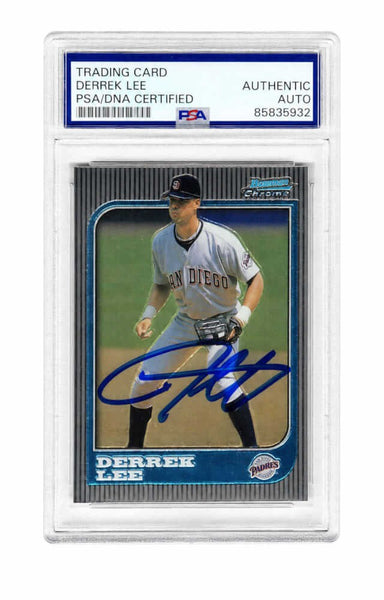 Derrek Lee Signed Padres 1997 Bowman Chrome Baseball Card #200 - (PSA/DNA)