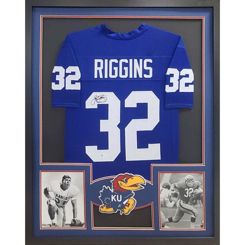 John Riggins Autographed Signed Framed Kansas Jayhawks Jersey BECKETT