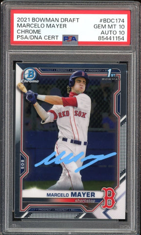 2021 Bowman Chrome Draft #BDC-174 Marcelo Mayer RC PSA 10/10 Auto GEM MINT