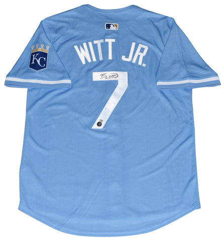 BOBBY WITT JR AUTOGRAPHED KANSAS CITY ROYALS #7 BLUE NIKE JERSEY BECKETT