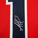 Framed Autographed/Signed Ozzie Albies 35x39 Atlanta Red Jersey JSA COA
