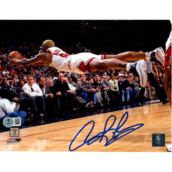 Dennis Rodman Autographed/Signed Chicago Bulls 8x10 Photo Beckett Witness 49723
