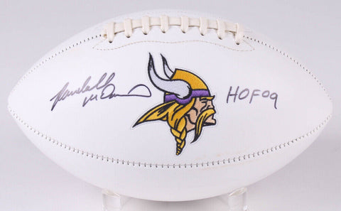 Randall McDaniel Signed Minnesota Viking Logo Football Inscribd HOF 09 (JSA COA)