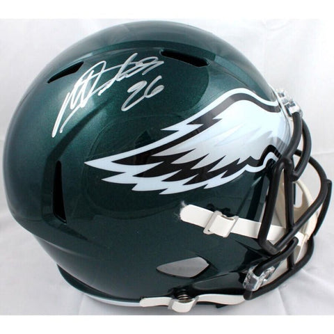 MILES SANDERS Autographed Philadelphia Eagles Full Size Speed Helmet FANATICS