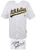 Tony LaRussa Signed Oakland A's White Majestic Replica Baseball Jersey -(SS COA)