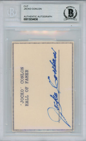 Jocko Conlon Hall Of Famer Autographed Cut Boston Braves Beckett Slab 38443