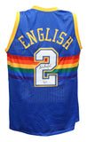 Alex English Autographed/Signed Pro Style Blue Jersey Beckett 40278