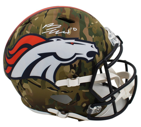 Bo Nix Signed Denver Broncos Speed Full Size Camo NFL Helmet