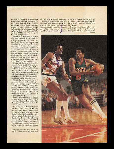 Marques Johnson Autographed 8x11 Magazine Photo Milwaukee Bucks SKU #238113