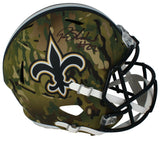 Rashid Shaheed Autographed in Black Saints Camo Full Size Speed Helmet Beckett