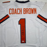 Autographed/Signed Coach Fran Brown Syracuse White College Jersey JSA COA