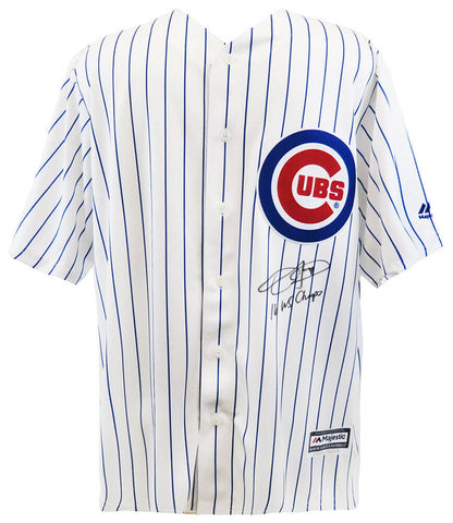 Dexter Fowler Signed Cubs White Majestic Replica Jersey w/2016 Champs - (SS COA)