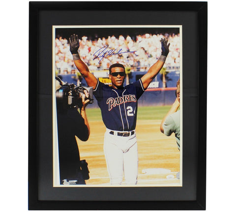 Rickey Henderson Signed San Diego Padres Framed 16x20 Arms Raised MLB Photo