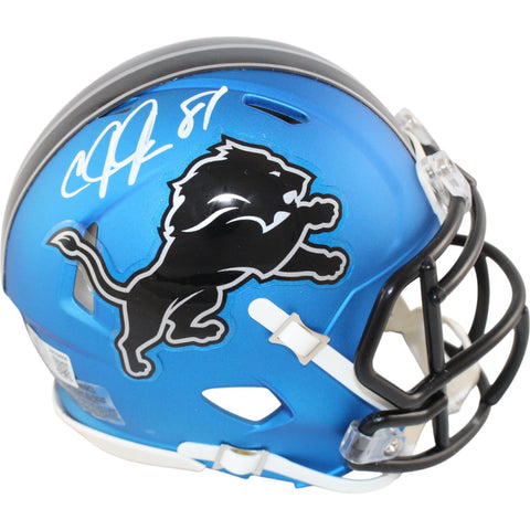 Calvin Johnson Autographed Detroit Lions 24 Alt Mini Helmet Beckett WIT 51770