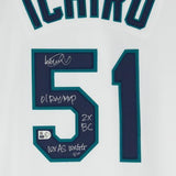 FRMD Ichiro Suzuki Mariners Signed 2001 Mitchell & Ness Jersey w/Inscs-LE 10