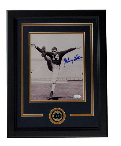 Johnny Lattner Notre Dame Signed/Autographed 8x10 B/W Photo Framed JSA 165806