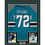 Framed Autographed/Signed William Eklund 35x39 San Jose Teal Jersey Beckett COA