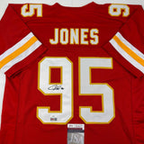 Autographed/Signed Chris Jones Kansas City Red Football Jersey JSA COA