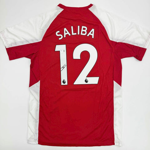 Autographed/Signed William Saliba Arsenal Red Soccer Jersey Beckett BAS COA #2