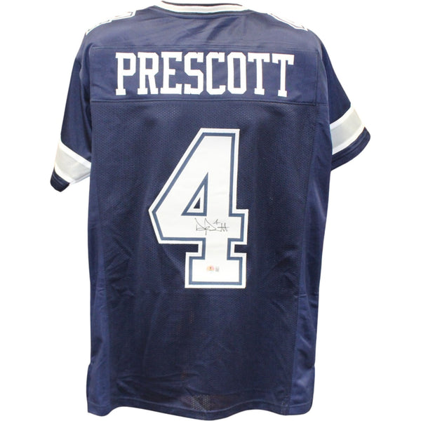 Dak Prescott Autographed/Signed Pro Style sz. XL Blue Jersey Beckett 56285