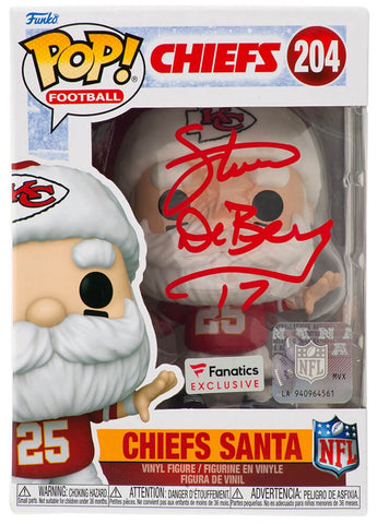 Steve DeBerg Signed Kansas City Chiefs SANTA Funko Pop Doll #204 -(SCHWARTZ COA)