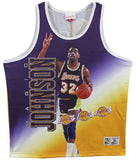 Lakers Magic Johnson Signed M&N HWC Portrait Jersey BAS Witnessed #WP68506